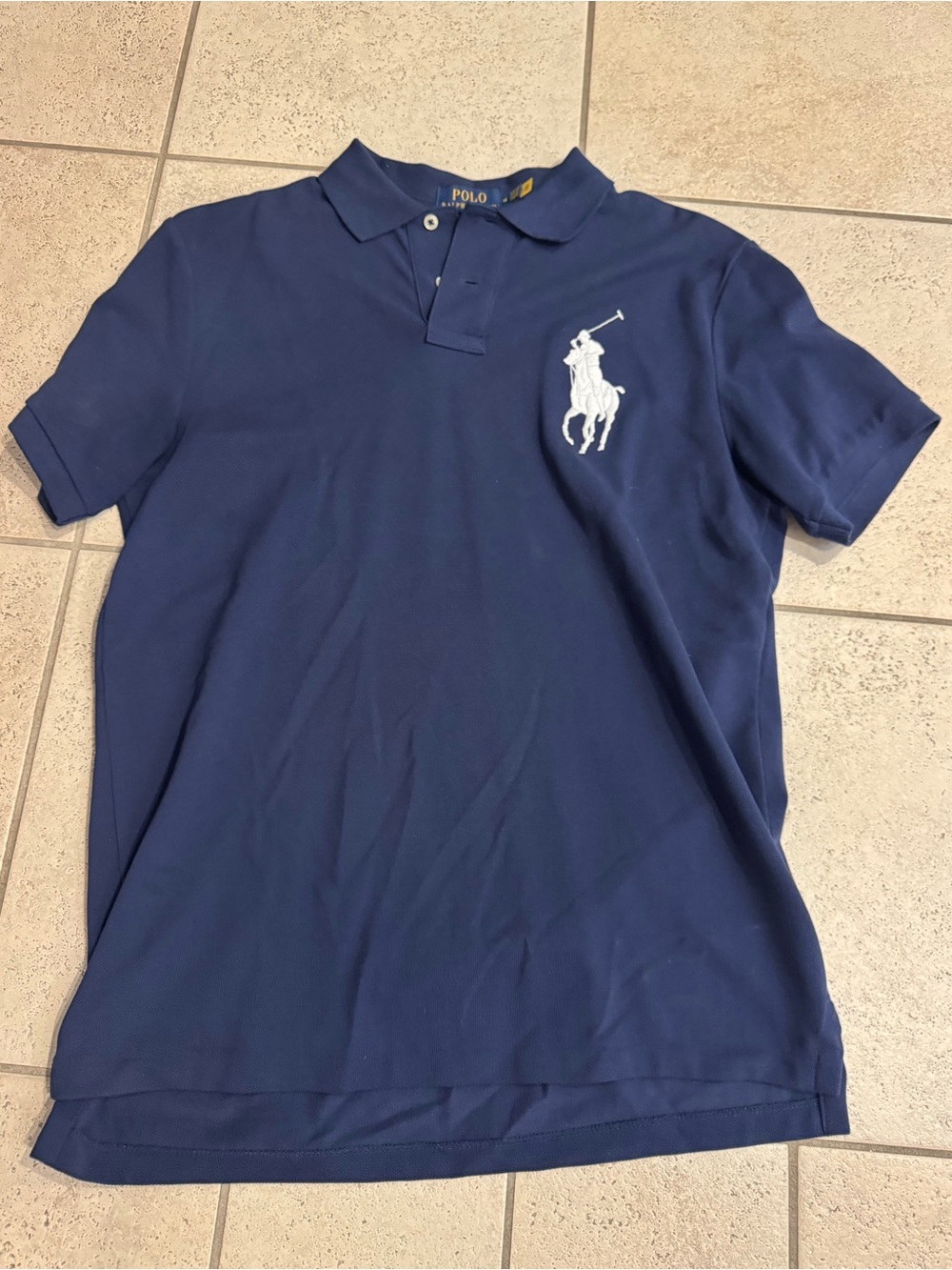 Polo Ralph Lauren Navy Blue Big Pony Embroidered Polo - Custom Slim Fit Medium